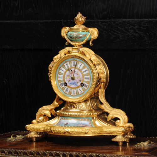 fig 1. Japy Frères Ormolu and Sèvres Porcelain Antique French Clock ~ Marine Ship Seascape