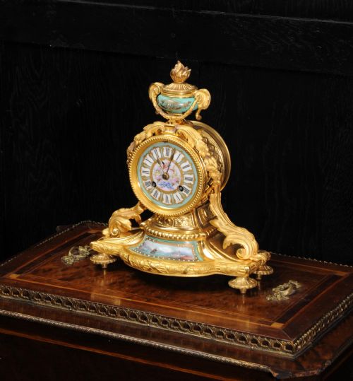 fig 2. Japy Frères Ormolu and Sèvres Porcelain Antique French Clock ~ Marine Ship Seascape