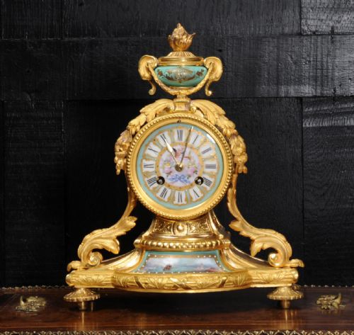 fig 3. Japy Frères Ormolu and Sèvres Porcelain Antique French Clock ~ Marine Ship Seascape