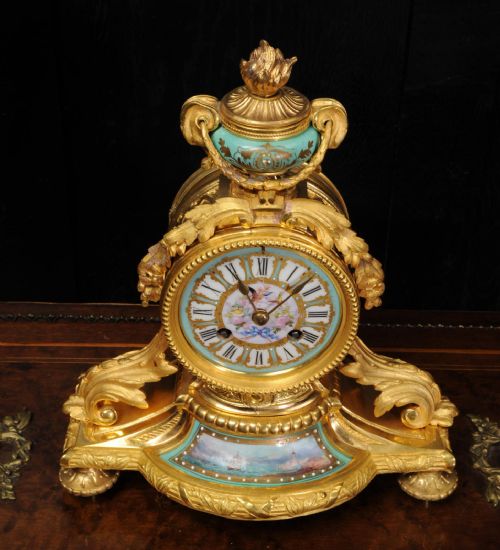 fig 4. Japy Frères Ormolu and Sèvres Porcelain Antique French Clock ~ Marine Ship Seascape