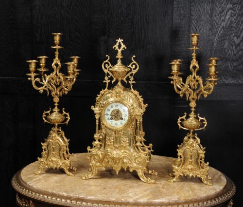 fig 2. Antique French Gilt Bronze Clock Set