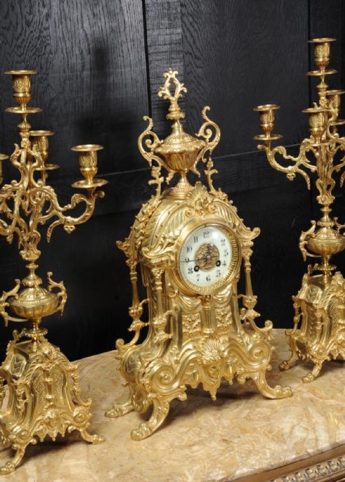 fig 3. Antique French Gilt Bronze Clock Set