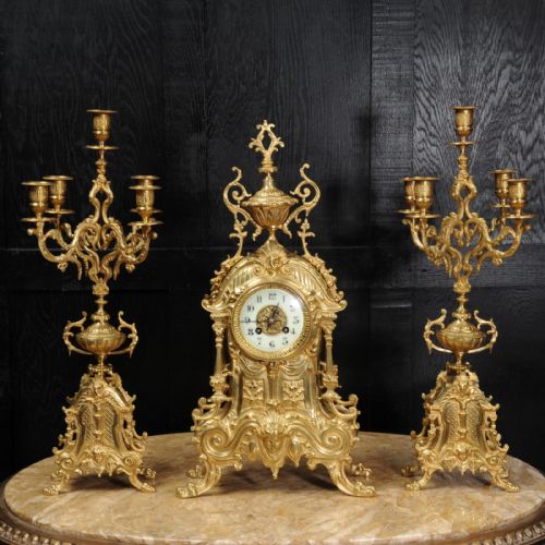 fig 4. Antique French Gilt Bronze Clock Set