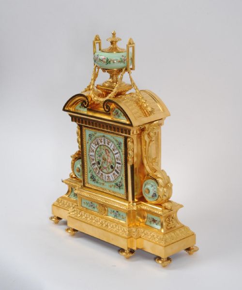 fig 3. Achille Brocot Large Antique French Ormolu and Sevres Porcelain Clock