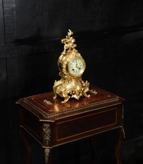 fig 2. Antique French Gilt Bronze Rococo Boudoir Clock by Vincenti