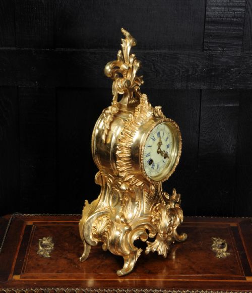 fig 3. Antique French Gilt Bronze Rococo Boudoir Clock by Vincenti