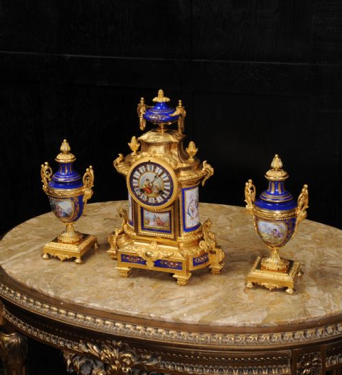 fig 5. Japy Freres Ormolu and Sevres Porcelain Antique French Clock Set