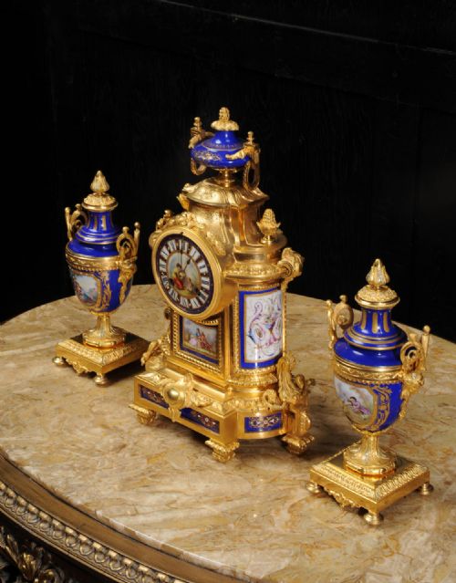 fig 6. Japy Freres Ormolu and Sevres Porcelain Antique French Clock Set