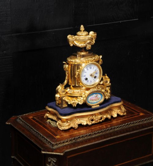 fig 1. Antique French Ormolu and Sevres Porcelain Boudoir Clock