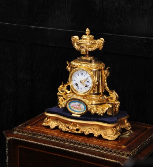 fig 2. Antique French Ormolu and Sevres Porcelain Boudoir Clock