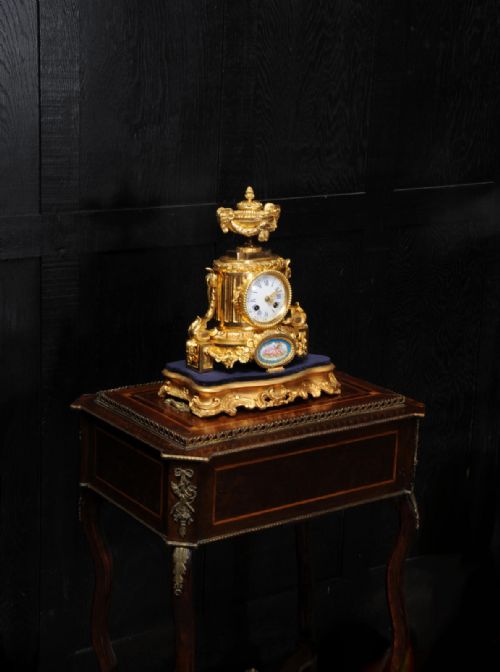 fig 3. Antique French Ormolu and Sevres Porcelain Boudoir Clock