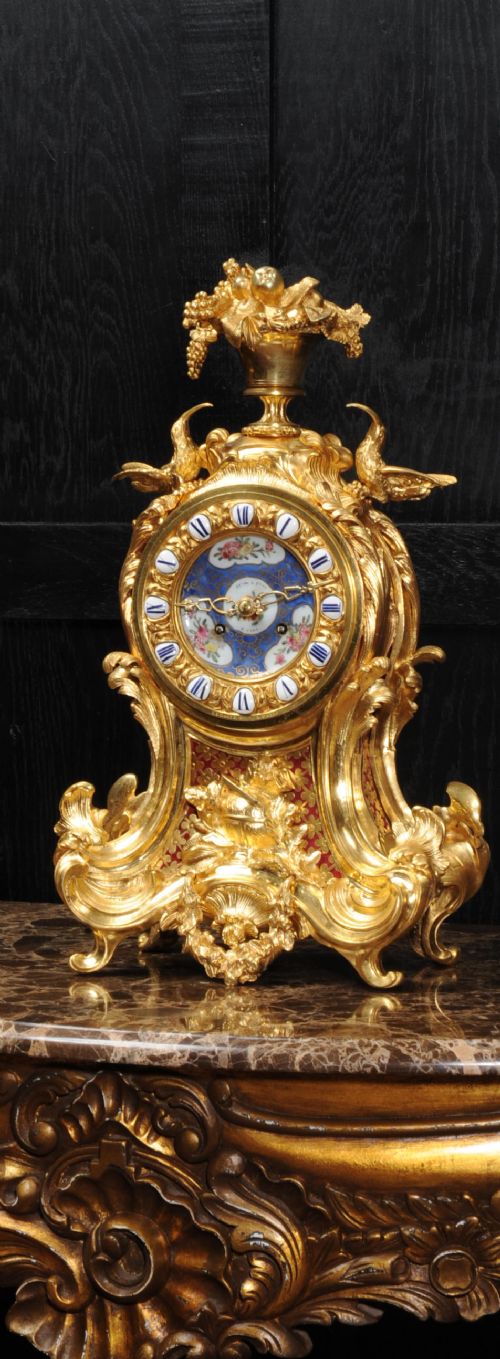 Early Ormolu Antique French Rococo Clock by Lerolle, Paris