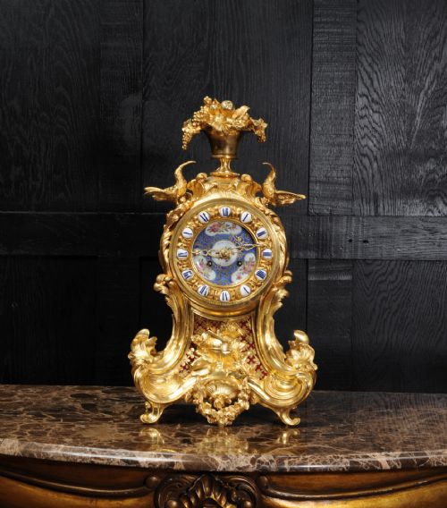 fig 1. Early Ormolu Antique French Rococo Clock by Lerolle, Paris