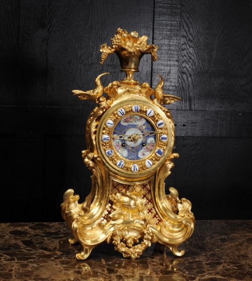 fig 2. Early Ormolu Antique French Rococo Clock by Lerolle, Paris