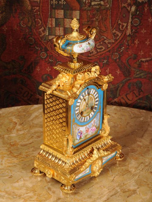 fig 2. Japy Freres Stunning Ormolu and Sevres Porcelain Boudoir Clock
