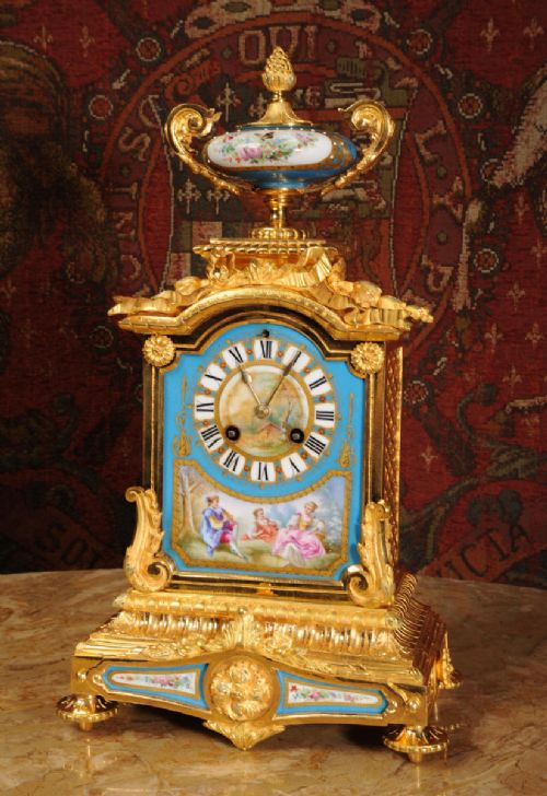 fig 3. Japy Freres Stunning Ormolu and Sevres Porcelain Boudoir Clock