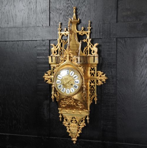 fig 1. Gothic Large Bronze Antique French Wall Clock