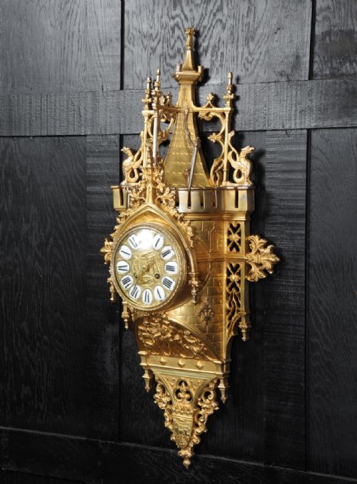 fig 3. Gothic Large Bronze Antique French Wall Clock