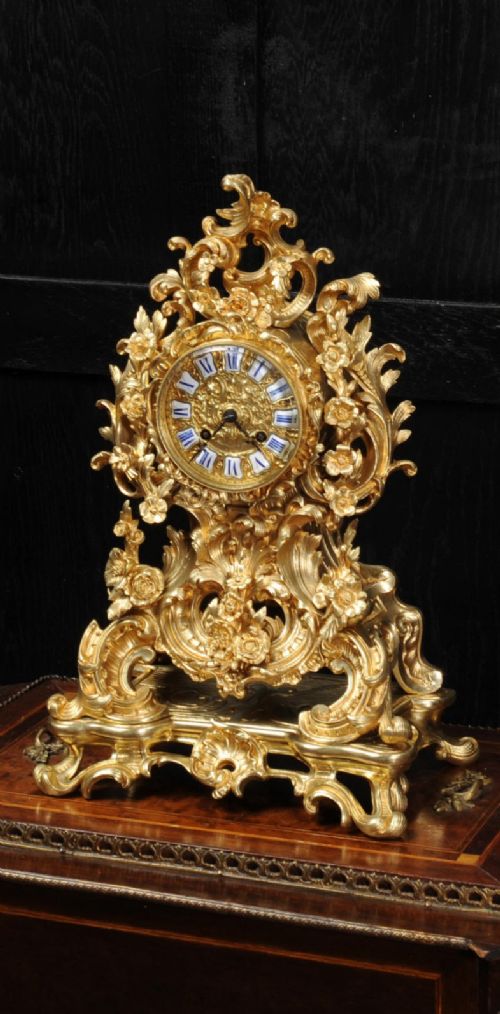 Early Japy Freres Antique French Ormolu Rococo Clock