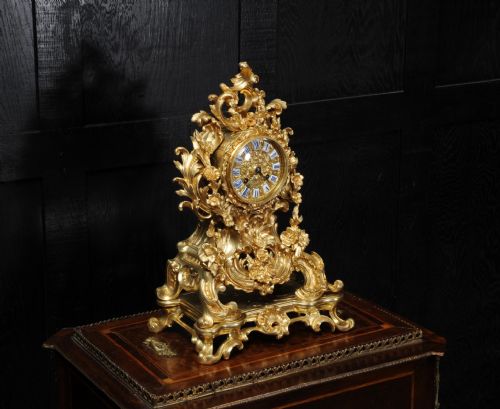 fig 1. Early Japy Freres Antique French Ormolu Rococo Clock