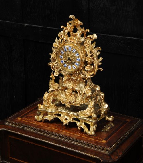 fig 2. Early Japy Freres Antique French Ormolu Rococo Clock