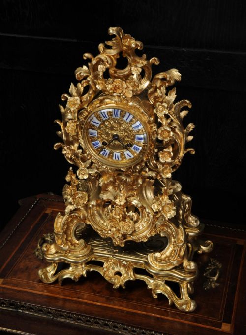 fig 4. Early Japy Freres Antique French Ormolu Rococo Clock
