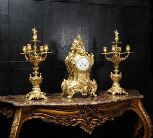 fig 4. Japy Freres Large Rococo Gilt Bronze Clock Set