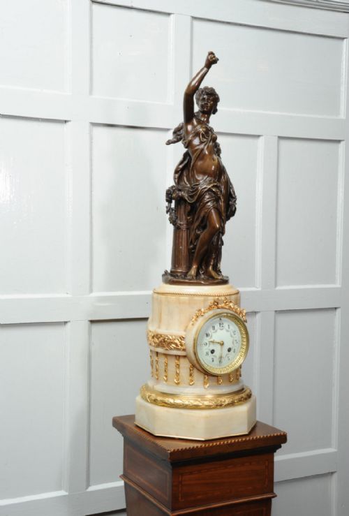 fig 3. Antique French Onyx and Bronze Clock, by H F Moreau and Japy Freres