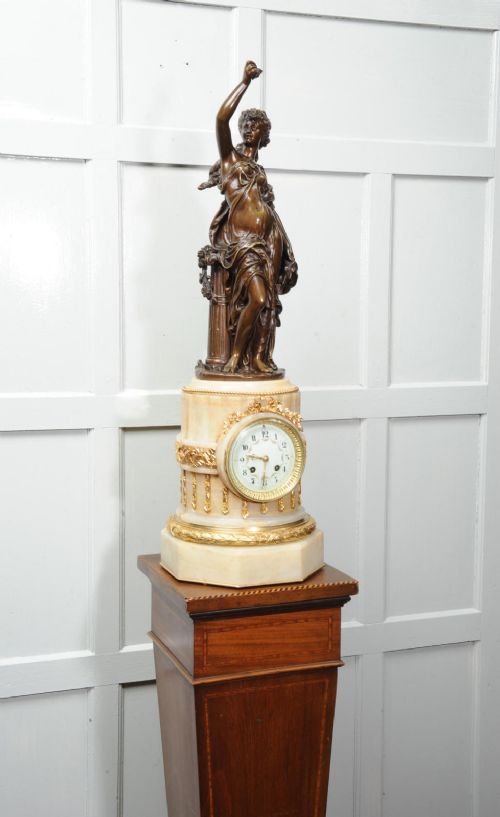 fig 4. Antique French Onyx and Bronze Clock, by H F Moreau and Japy Freres