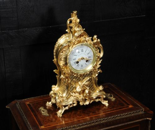 fig 1. Antique French Gilt Bronze Rococo Clock by Vincenti et Cie