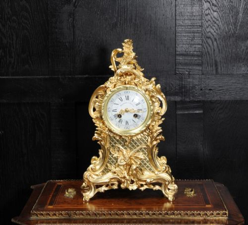 fig 3. Antique French Gilt Bronze Rococo Clock by Vincenti et Cie