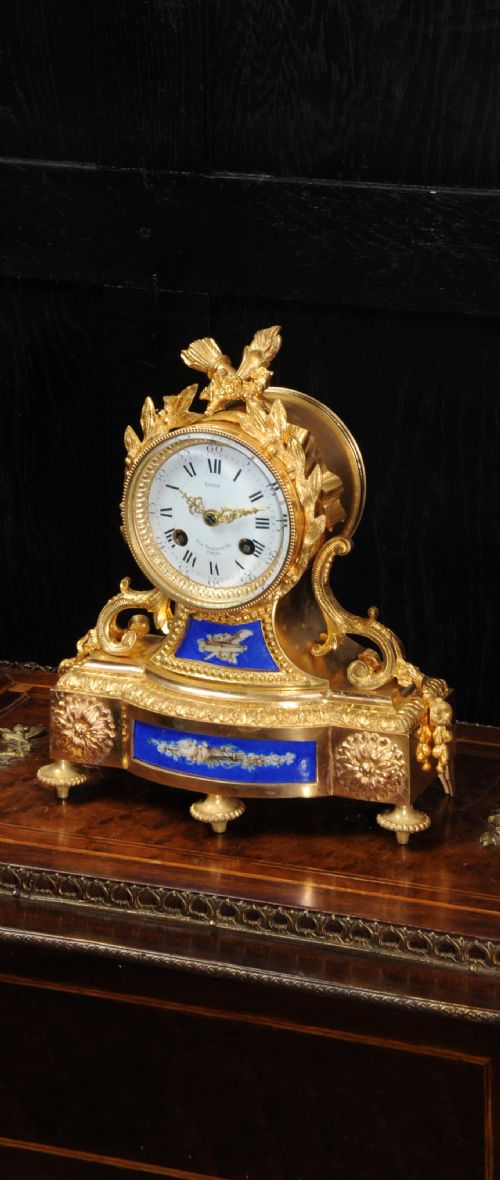 Japy Freres Ormolu and Porcelain Antique Boudoir Clock