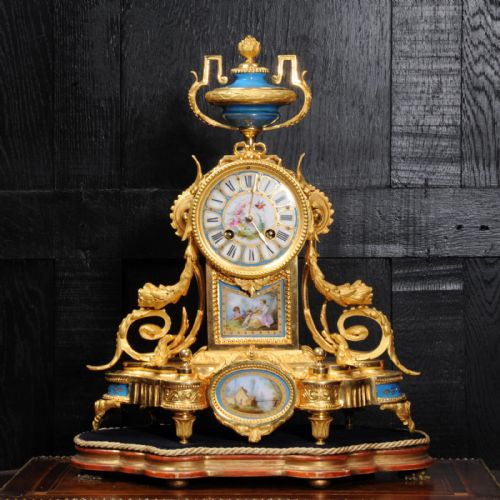 fig 1. Japy Freres Ormolu and Sevres Porcelain Antique French Clock