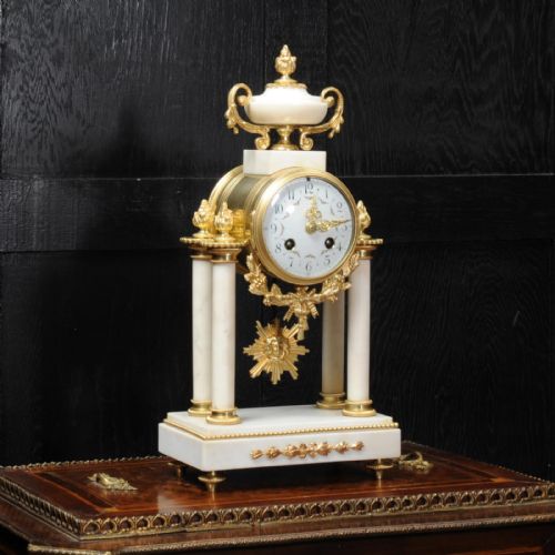 fig 2. Japy Freres White Marble and Ormolu Antique French Portico Clock