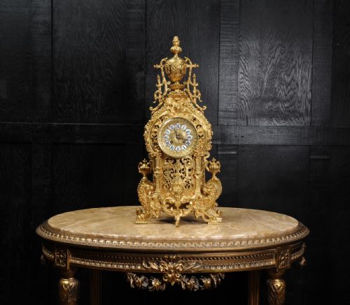 fig 1. Large Antique French Gilt Bronze Baroque Clock