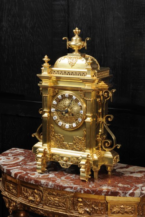 fig 2. Large Antique French Gothic Gilt Bronze Clock