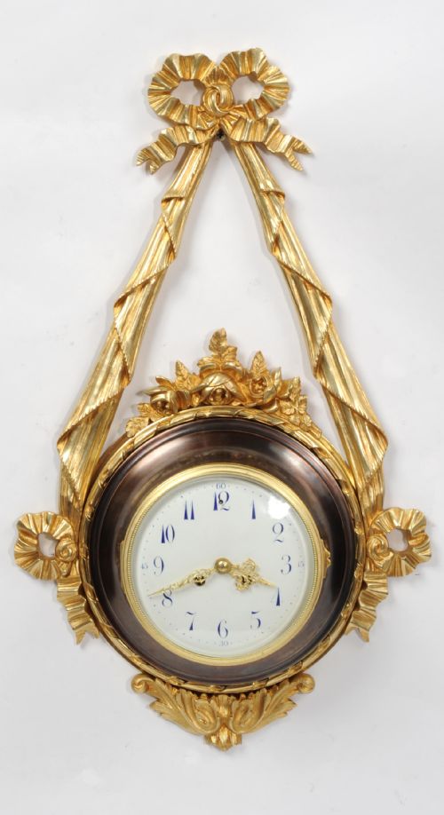 Louis Xvi Ormolu and Bronze Cartel Wall Clock ~ Very Large