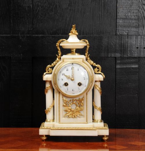 fig 2. Antique French Ormolu and White Marble Boudoir Clock
