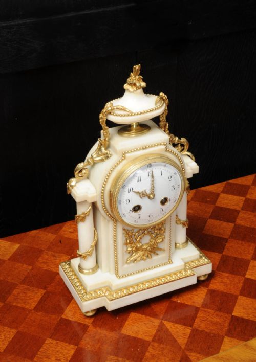 fig 3. Antique French Ormolu and White Marble Boudoir Clock