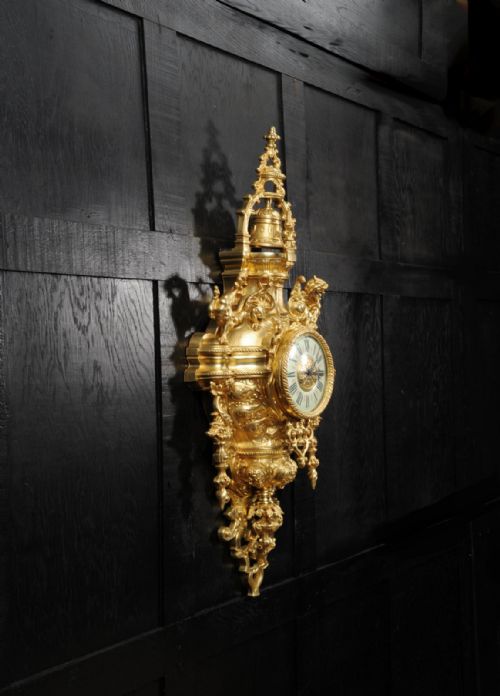 fig 4. Huge Antique French Bronze Cartel Wall Clock ~ Dragons