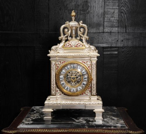 fig 1. Japy Freres Silver Plated Bronze Antique French Bracket Clock