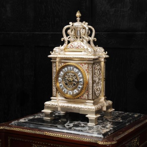 fig 2. Japy Freres Silver Plated Bronze Antique French Bracket Clock