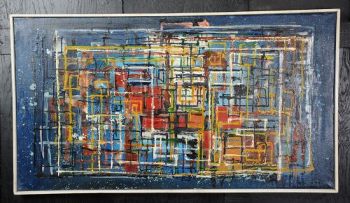 Original Midcentury Abstract Oil Painting by William Ernst Burwell, Frsa