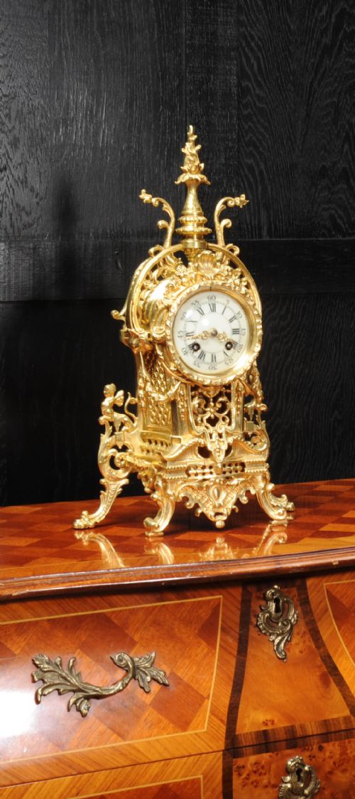 Antique French Gilt Bronze Baroque Boudoir Clock