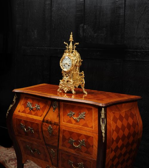 fig 1. Antique French Gilt Bronze Baroque Boudoir Clock