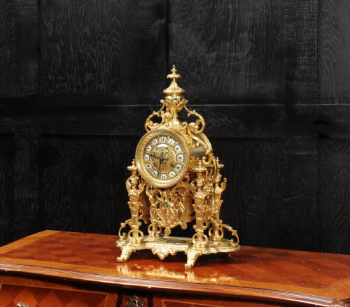 fig 1. Japy Freres Baroque Portico Table Clock with Visible Pendulum