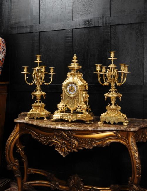 fig 3. Huge Antique French Gilt Bronze Baroque Clock Set
