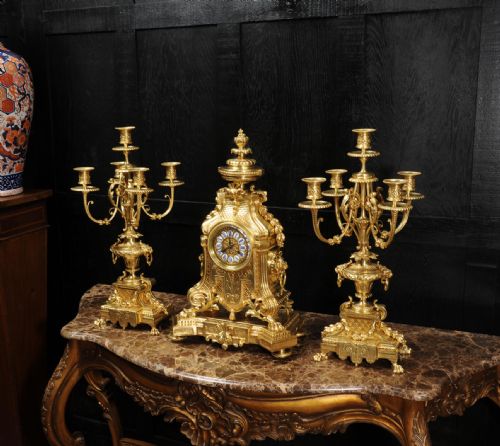 fig 5. Huge Antique French Gilt Bronze Baroque Clock Set