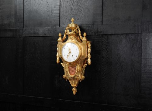 fig 2. Large Louis XVI Antique French Gilt Bronze Cartel Wall Clock