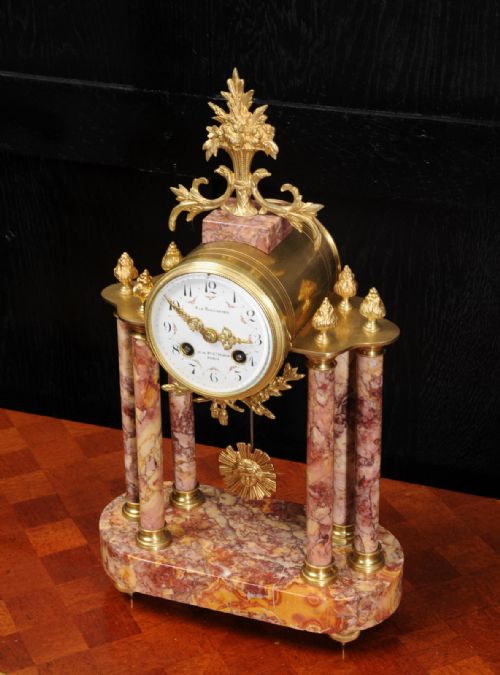 fig 1. Antique French Ormolu and Specimen Marble Portico Clock